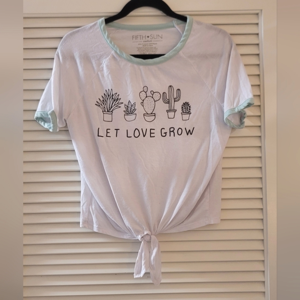 Fifth Sun- Let Love Grow Cacti Tie Front T-Shirt